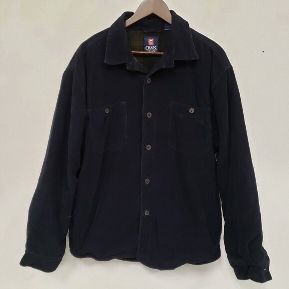Vintage Chaps Mens Corduroy Chore Jacket Size XL Blue Button Up Barn Country - Picture 1 of 10